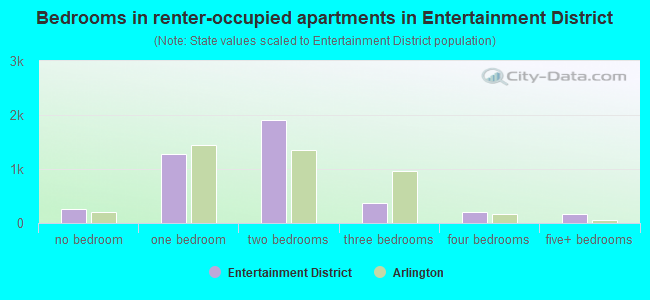 Bedrooms in renter-occupied apartments in Entertainment District