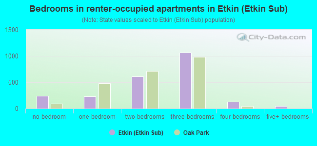 Bedrooms in renter-occupied apartments in Etkin (Etkin Sub)