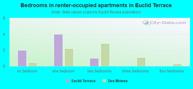 Bedrooms in renter-occupied apartments in Euclid Terrace
