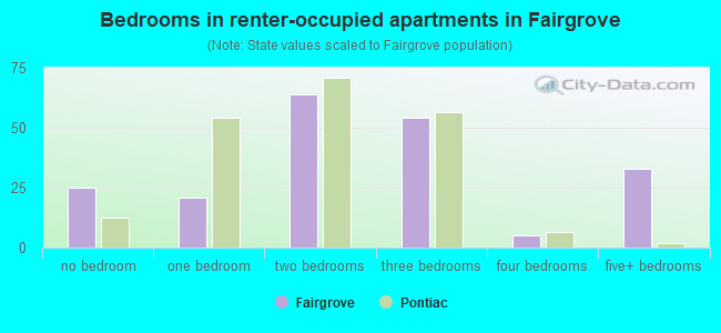 Bedrooms in renter-occupied apartments in Fairgrove