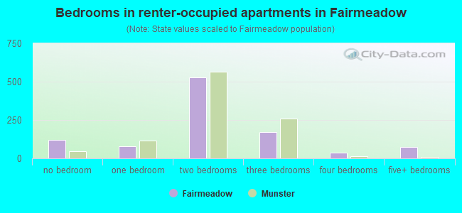 Bedrooms in renter-occupied apartments in Fairmeadow