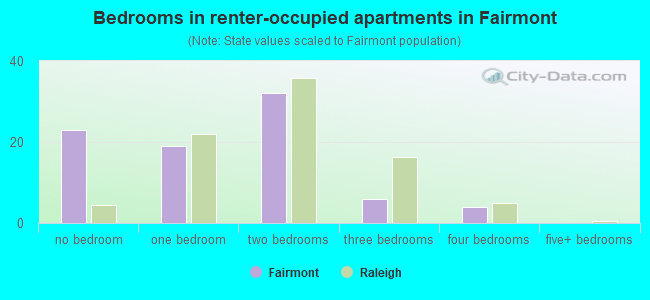 Bedrooms in renter-occupied apartments in Fairmont