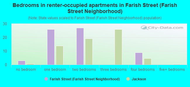 Bedrooms in renter-occupied apartments in Farish Street (Farish Street Neighborhood)