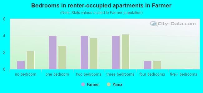 Bedrooms in renter-occupied apartments in Farmer