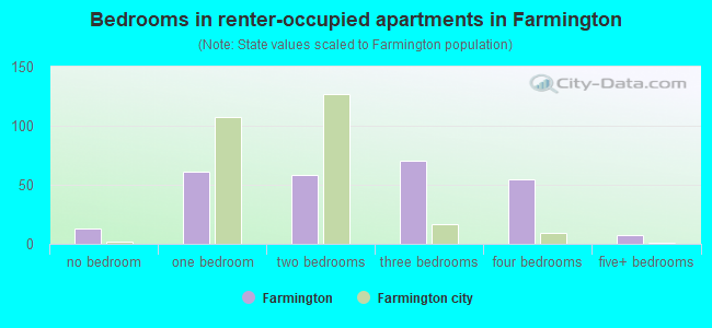 Bedrooms in renter-occupied apartments in Farmington