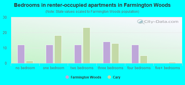 Bedrooms in renter-occupied apartments in Farmington Woods