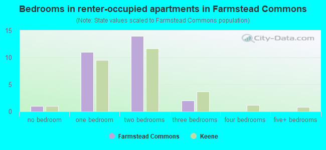 Bedrooms in renter-occupied apartments in Farmstead Commons