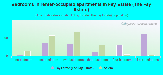 Bedrooms in renter-occupied apartments in Fay Estate (The Fay Estate)