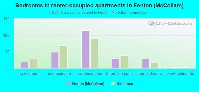 Bedrooms in renter-occupied apartments in Fenton (McCollam)