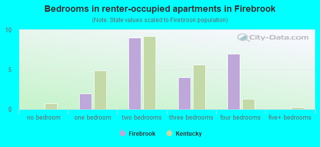 Bedrooms in renter-occupied apartments in Firebrook