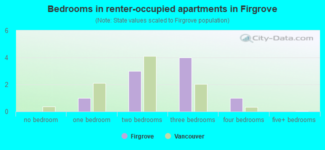 Bedrooms in renter-occupied apartments in Firgrove