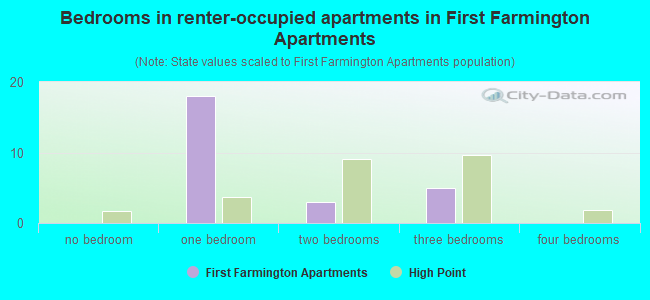 Bedrooms in renter-occupied apartments in First Farmington Apartments