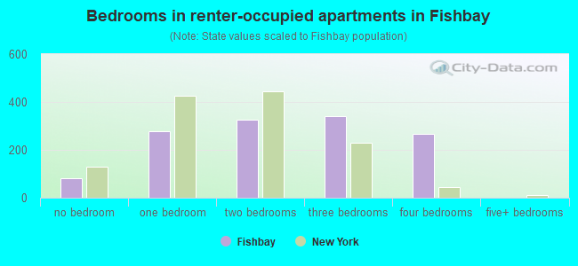 Bedrooms in renter-occupied apartments in Fishbay
