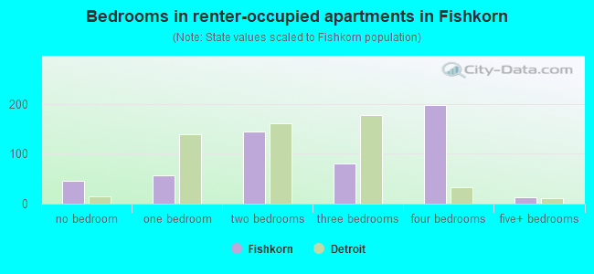 Bedrooms in renter-occupied apartments in Fishkorn