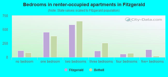 Bedrooms in renter-occupied apartments in Fitzgerald