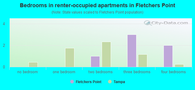 Bedrooms in renter-occupied apartments in Fletchers Point