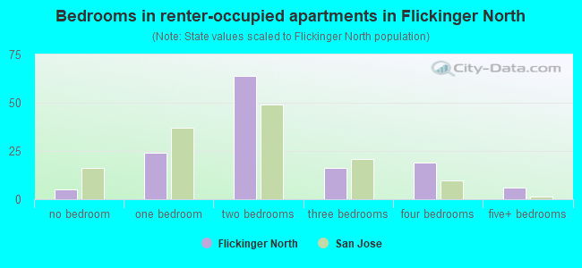 Bedrooms in renter-occupied apartments in Flickinger North