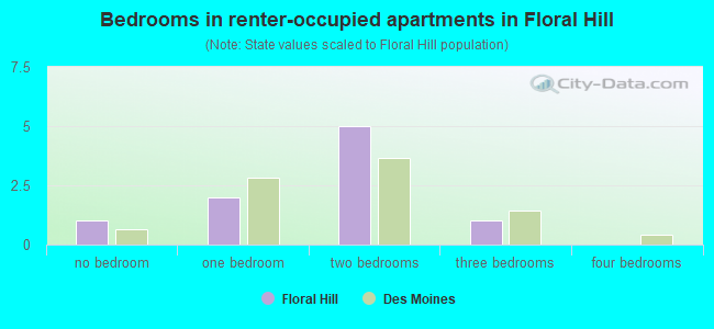 Bedrooms in renter-occupied apartments in Floral Hill