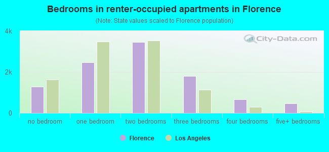 Bedrooms in renter-occupied apartments in Florence