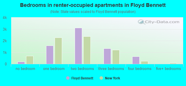Bedrooms in renter-occupied apartments in Floyd Bennett