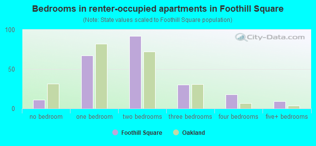 Bedrooms in renter-occupied apartments in Foothill Square