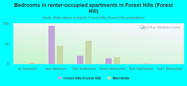 Bedrooms in renter-occupied apartments in Forest Hills (Forest Hill)