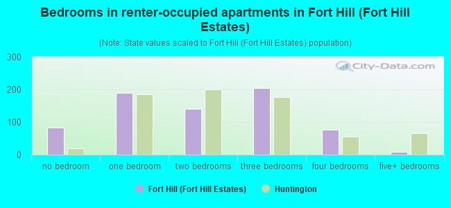 Bedrooms in renter-occupied apartments in Fort Hill (Fort Hill Estates)