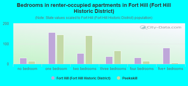 Bedrooms in renter-occupied apartments in Fort Hill (Fort Hill Historic District)