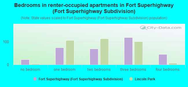 Bedrooms in renter-occupied apartments in Fort Superhighway (Fort Superhighway Subdivision)