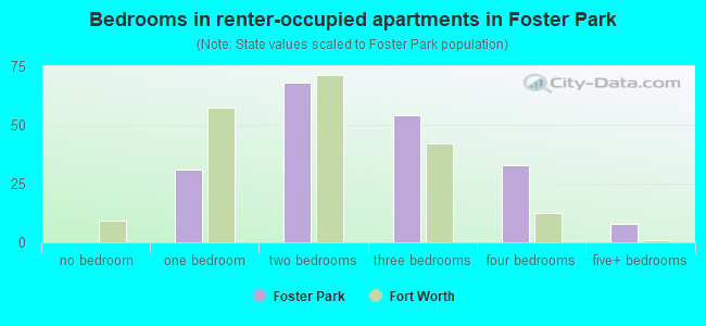 Bedrooms in renter-occupied apartments in Foster Park