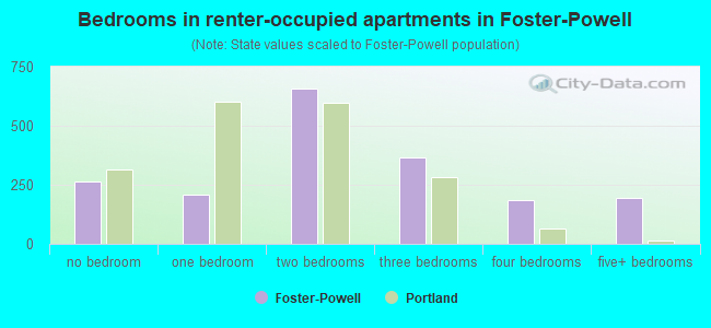 Bedrooms in renter-occupied apartments in Foster-Powell