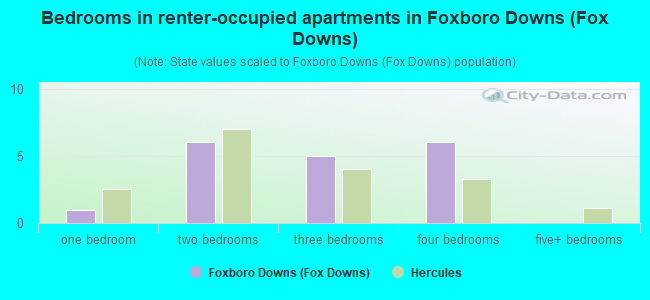Bedrooms in renter-occupied apartments in Foxboro Downs (Fox Downs)