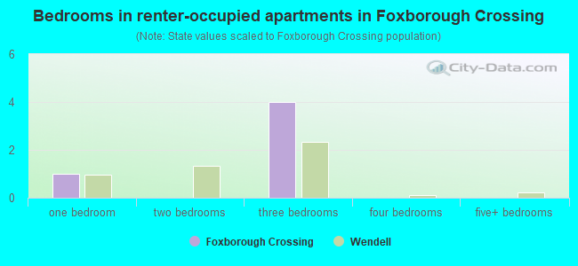 Bedrooms in renter-occupied apartments in Foxborough Crossing