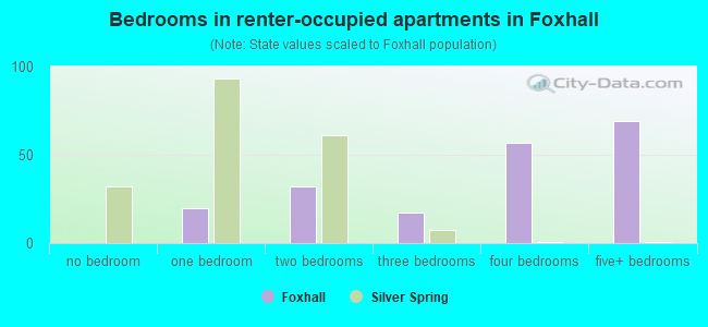 Bedrooms in renter-occupied apartments in Foxhall