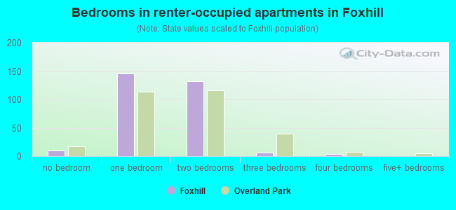 Bedrooms in renter-occupied apartments in Foxhill