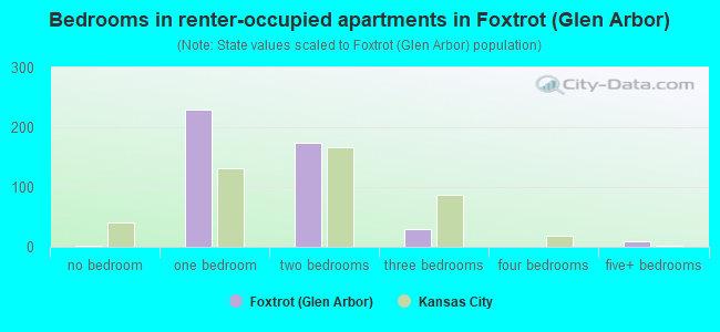 Bedrooms in renter-occupied apartments in Foxtrot (Glen Arbor)