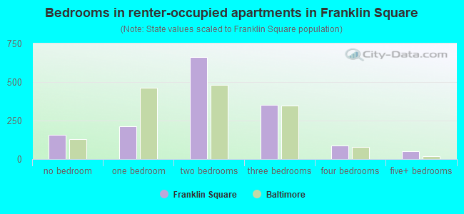 Bedrooms in renter-occupied apartments in Franklin Square