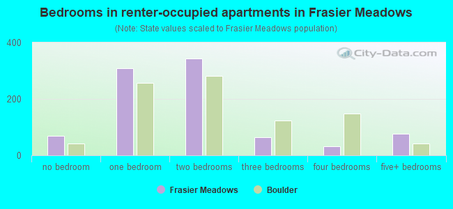Bedrooms in renter-occupied apartments in Frasier Meadows