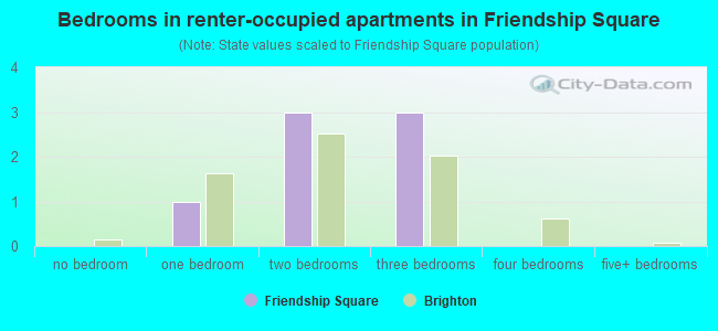 Bedrooms in renter-occupied apartments in Friendship Square