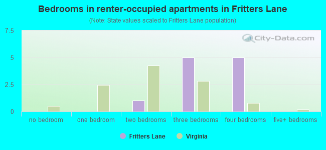 Bedrooms in renter-occupied apartments in Fritters Lane
