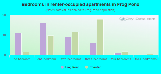 Bedrooms in renter-occupied apartments in Frog Pond
