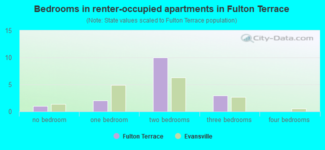 Bedrooms in renter-occupied apartments in Fulton Terrace