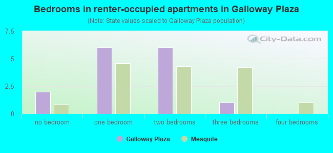 Bedrooms in renter-occupied apartments in Galloway Plaza