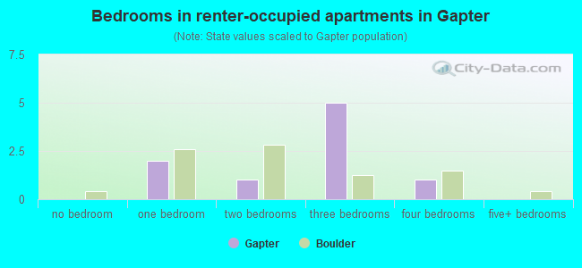 Bedrooms in renter-occupied apartments in Gapter