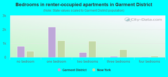 Bedrooms in renter-occupied apartments in Garment District