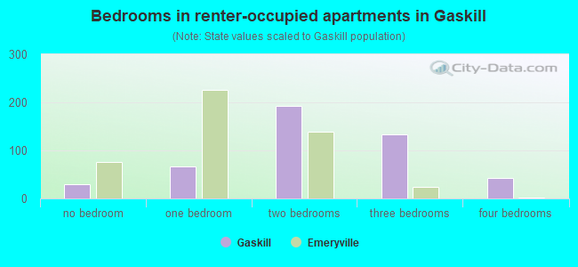 Bedrooms in renter-occupied apartments in Gaskill