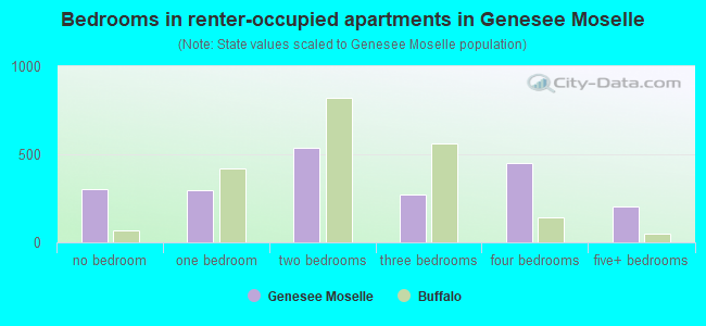 Bedrooms in renter-occupied apartments in Genesee Moselle