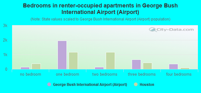 Bedrooms in renter-occupied apartments in George Bush International Airport (Airport)