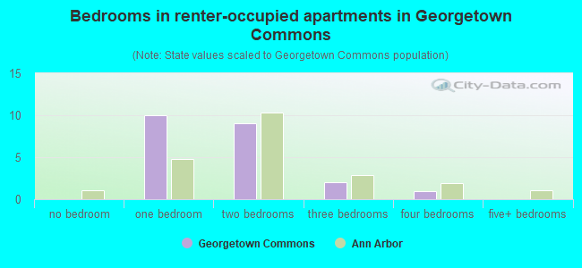 Bedrooms in renter-occupied apartments in Georgetown Commons