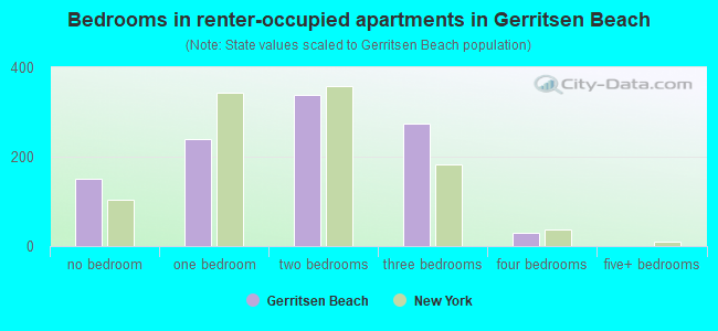 Bedrooms in renter-occupied apartments in Gerritsen Beach
